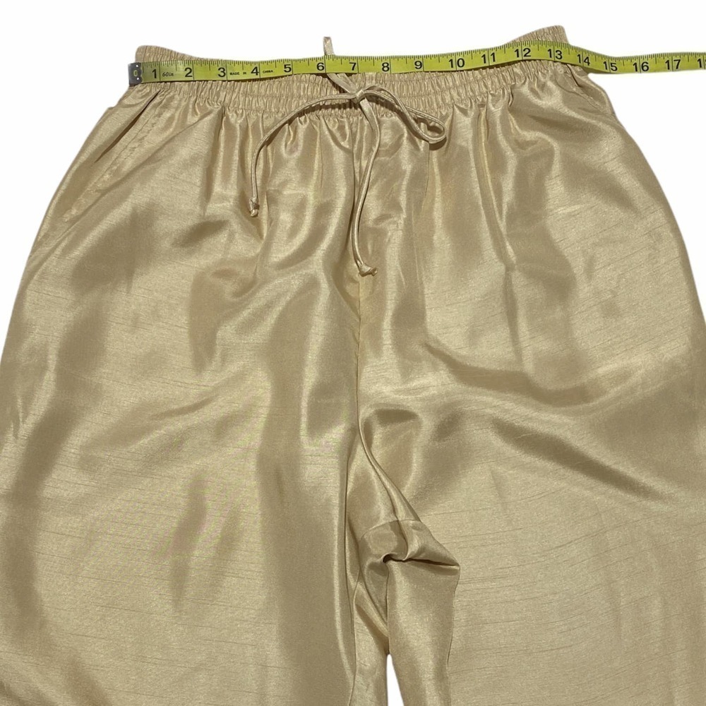 MAGGIE Sweet Champagne Colored Short Sleeve Satin Pajama Top & Bottom Set - Picture 8 of 13
